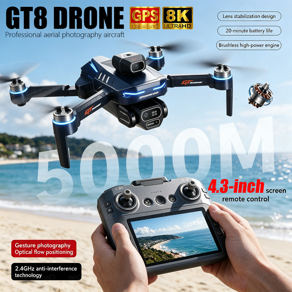 NEW GT8 HD RC Drone 4K Profess - Drone Camera Professional ulasan dan harga